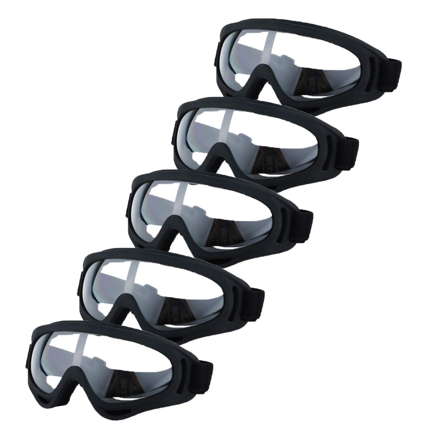 LJDJ Motorcycle Goggles - Glasses Set of 5 - Dirt Bike ATV Motocross Goggles Anti-UV Adjustable Riding Offroad Protective Combat Tactical Military Goggles for Men Women Kids Youth Adult