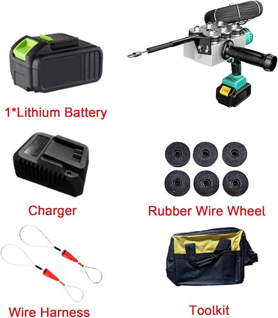 Wire Cable Puller, Automatic Wire Stringing Machine, 40m/min Cordless Electric stringing Wire Puller, Wall Electrical Wire Threader, Lithium Battery Threading Machine,1Battery