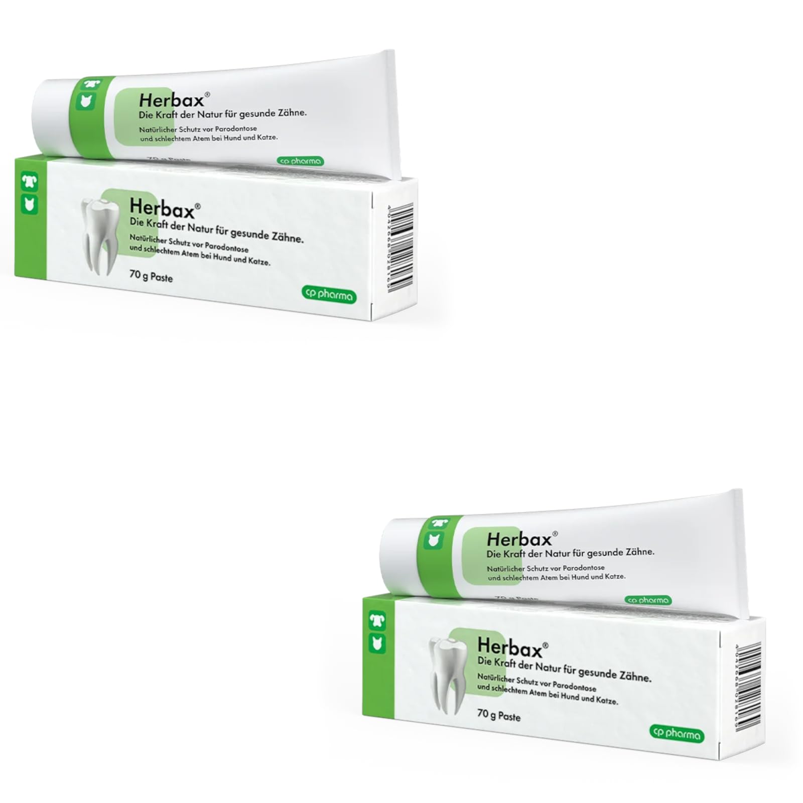 cp-pharma Herbax Pasta de dientes | Paquete doble | 2 x 70 g | Cuidado dental para perros y gatos | Con aceites naturales