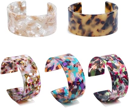 LUOFENG Fashion Bracelet,Fashion Tortoise for Shell Wide Brown Cuff Bracelet Acrylic Leopard Print Bracelets Open Cuff Bangle Bracelet Gift for W