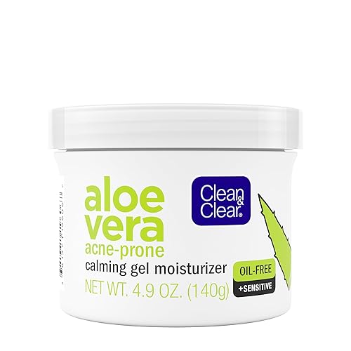 Clean Clear Gel calmante de aloe vera hidratante facial para acné para pieles propensas al acné y sensibles gel hidratante diario sin aceite 49