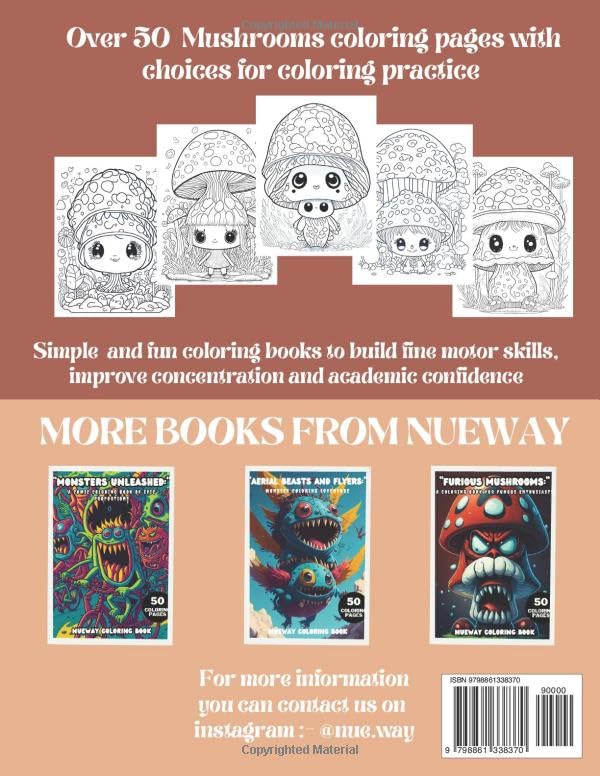 adorable creepy mushroom coloring book: kawaii cute mini mushrooms for teens adult kids age 4-8 image 3