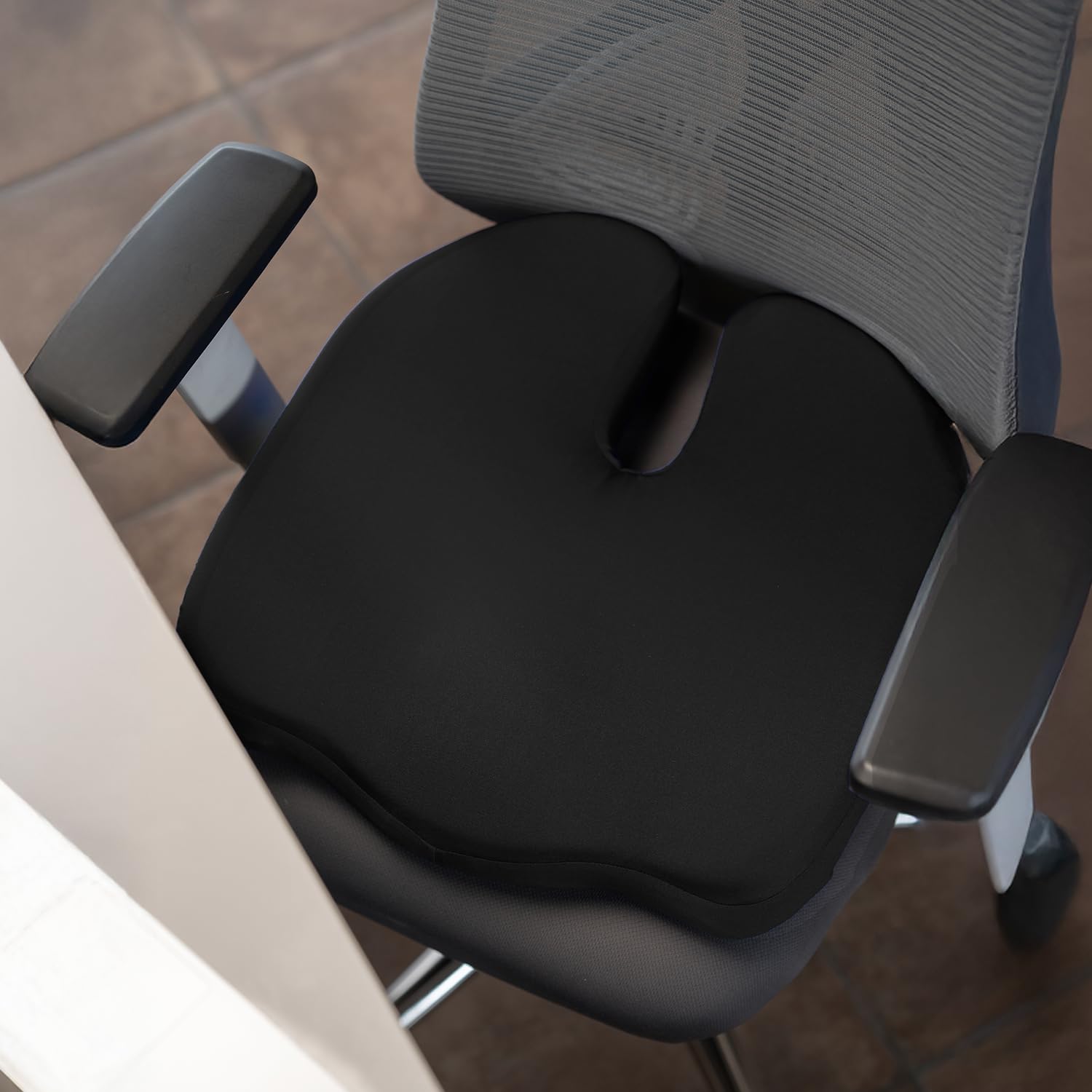 SleepyCat Pro Seat Cushion | Ergonomic Memory Foam Cushion | Enhanced Comfort Posture Support | Premium Perforated Breathable Foam | Anti-Skid Base | Washable Cover | Office Chair Car Seat | Black-image-25