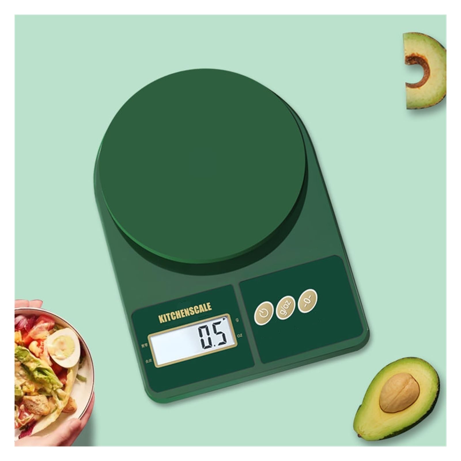 Báscula De Cocina Balanza Electrónica For Hornear Gramos Comida Pequeña For El Hogar Alimentos Alta Precisión Medición Precisa Esfuerzo(Green charging 10 kg)