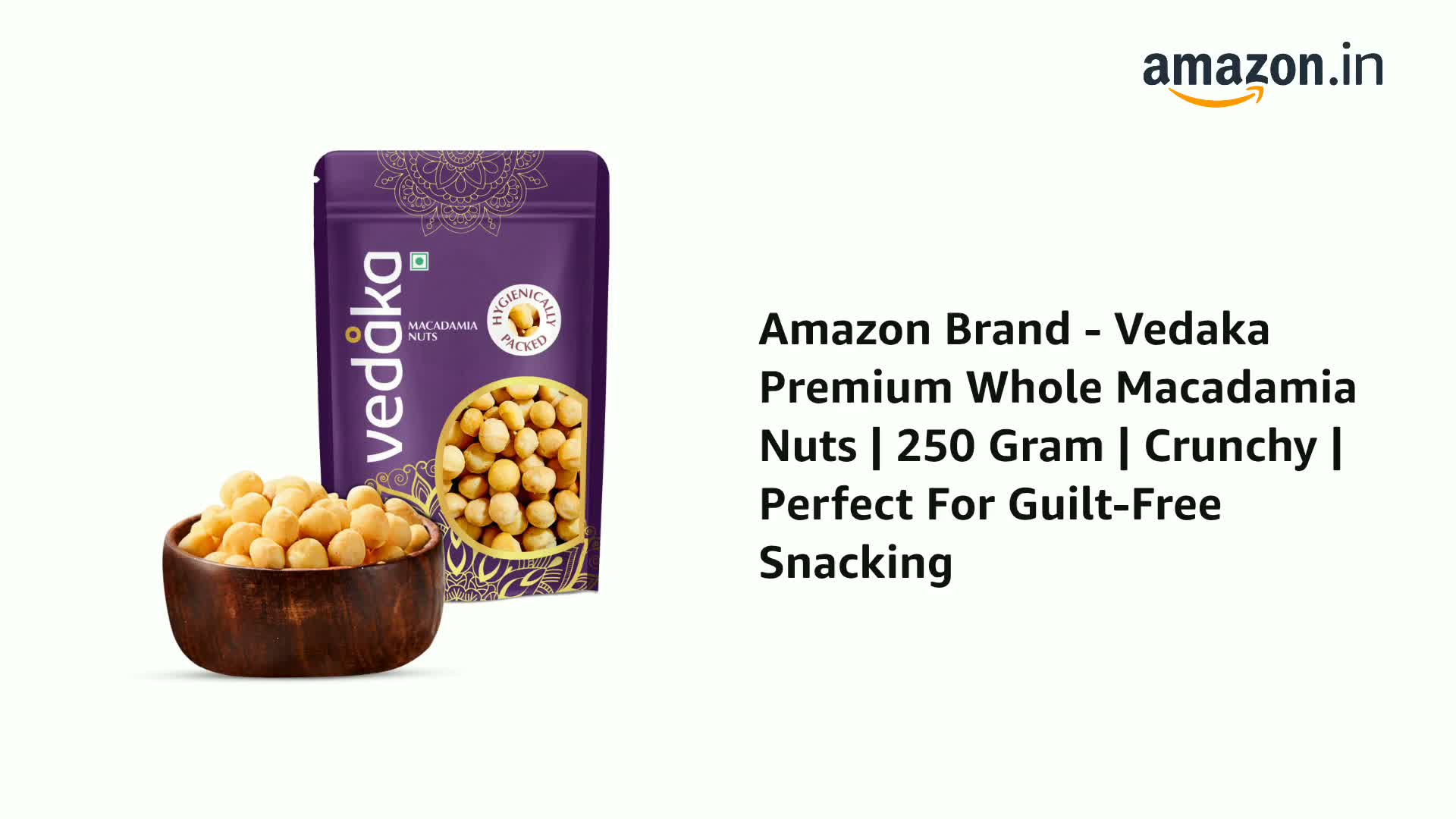 Amazon Brand - Vedaka Premium Whole Macadamia Nuts | 250 Gram