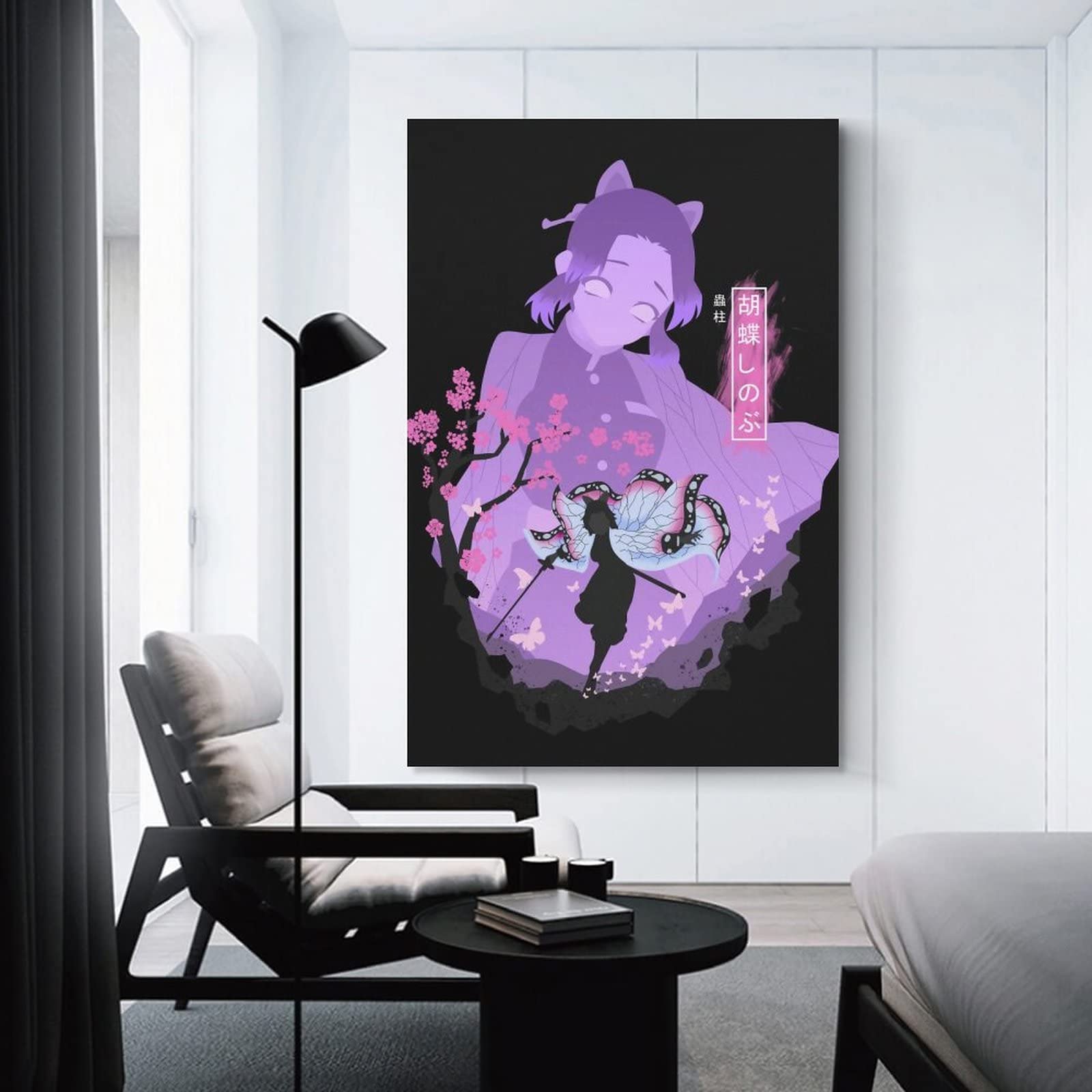 Cadre Manga Poster Demon Slayer Shinobu Kocho Sur Toile 30x45 Cm - Art Mural Minimaliste, Décoration Chambre, Salon Moderne Affiche Personnage Kocho