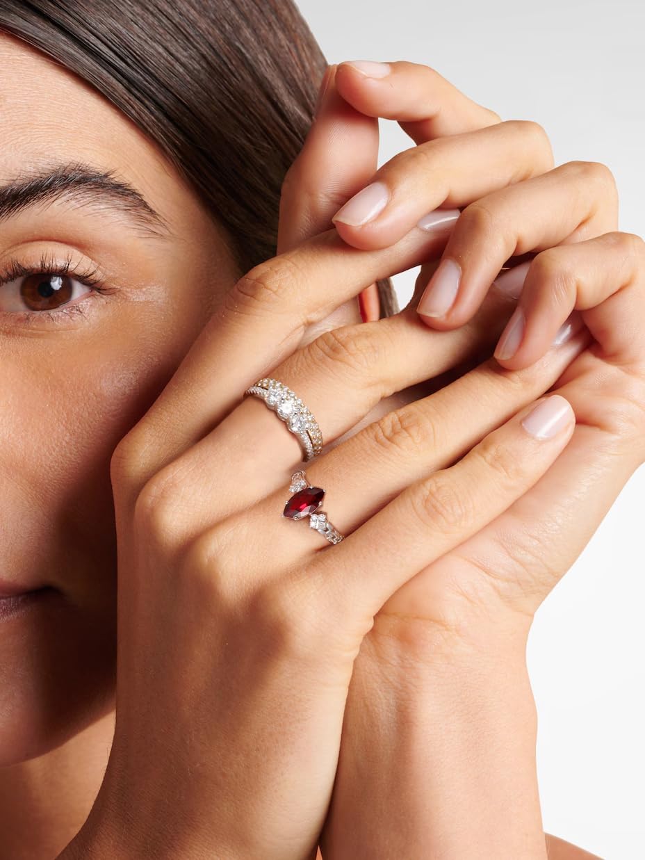 VVS Moissanite/Sapphire/Ruby/Emerald/Engagement Ring 925 Silver Gold Plated 1-2 Carat Marquise, Oval or Round Shape Sparkly Promise Rings for Women Lover Mother, Size 4 to 12