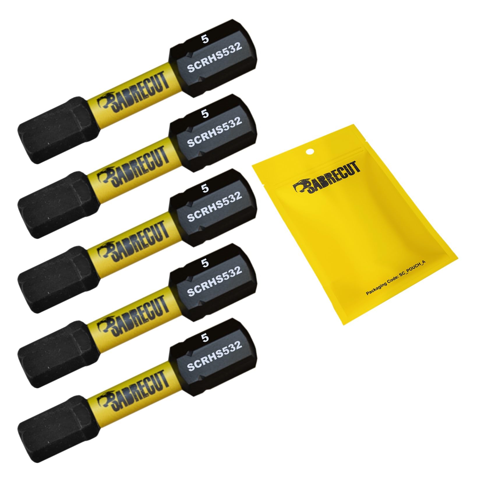 SabreCut Tamper Proof Impact Bits H5 32mm x 5 - Milwaukee DeWalt Professional