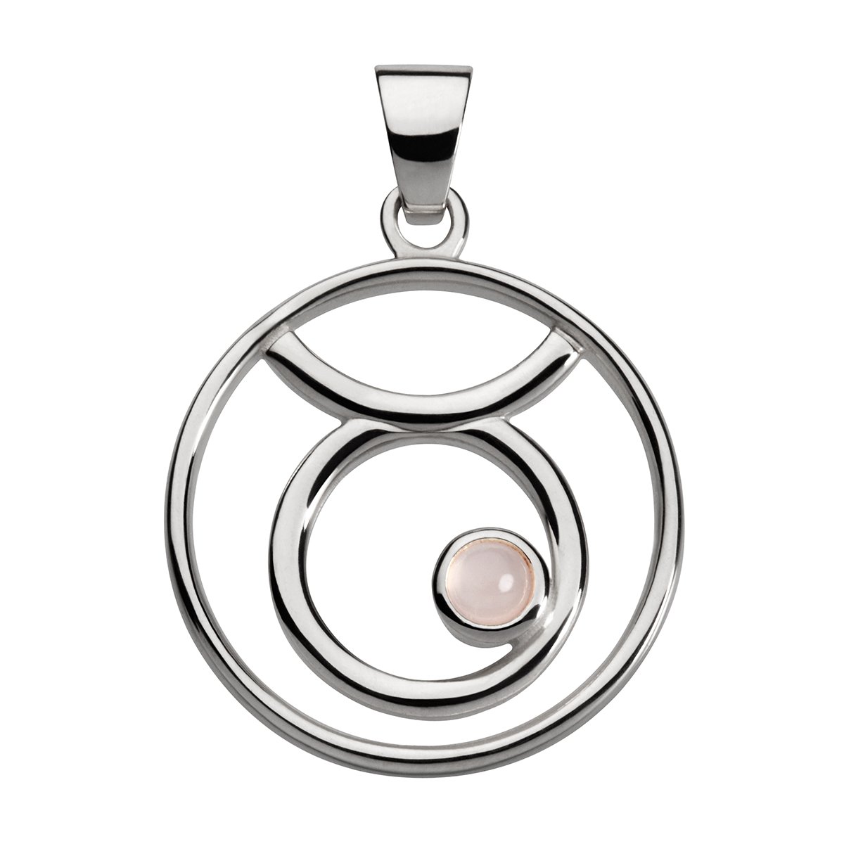 Sternzeichen: STIER | astrologischer Anhänger für Halskette o. Schlüsselanhänger | mit ROSENQUARZ | handgearbeiteter 925 Silberschmuck für Damen o. Herren