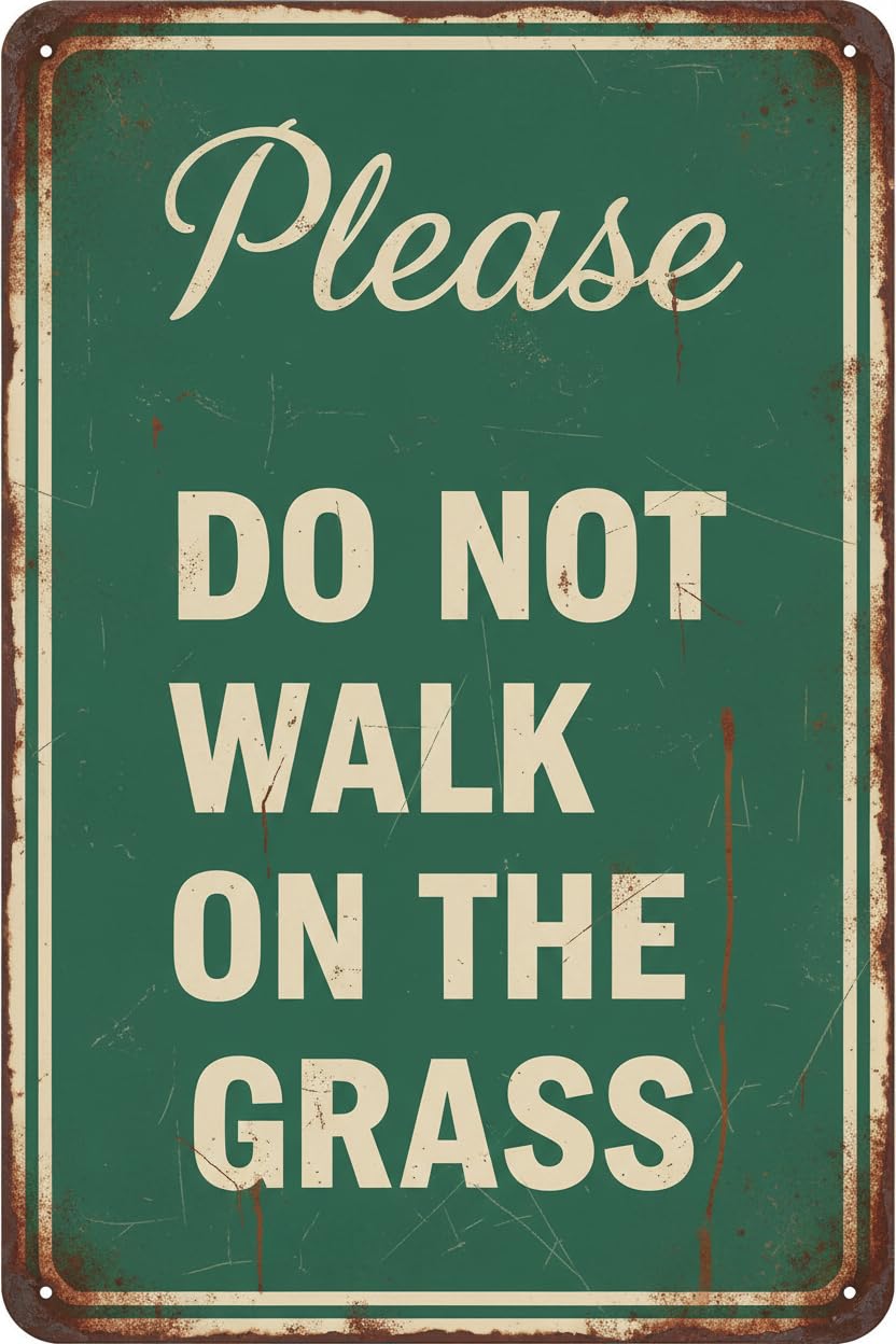 Please Do Not Walk On Grass Metal Sign No Walking On Lawn Lawns Yard Vintage Signs Aluminum Plates Printed