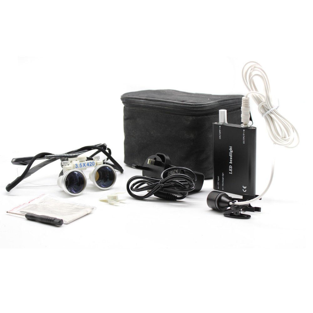 BoNew-Oral 3.5X420 Medizin Loupes Binokularlupen Kopflupe Lupenbrille LED Headlight Lamp
