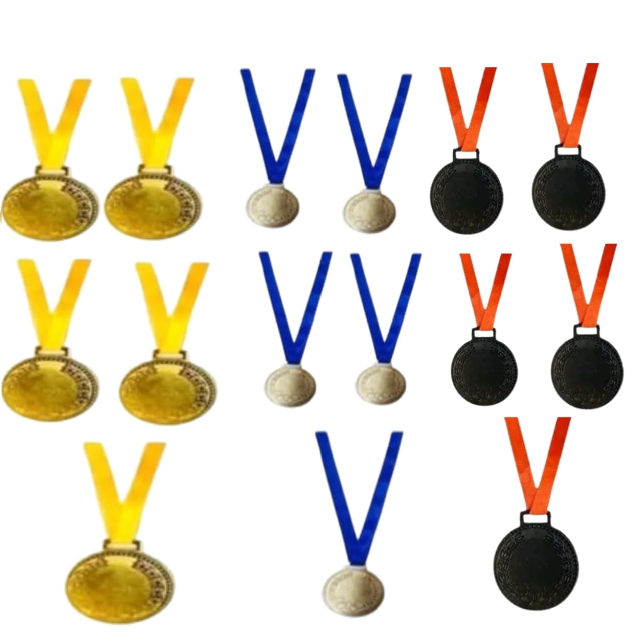 Winner Award Medals Pack of 15 (5 Gold, 5 Silver, 5 Bronze) with Ribbon | Sports Competition, School Events, Tournament & Prize Distribution Medals (M-4)-image-39