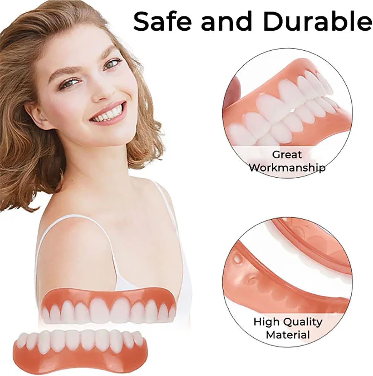 Fivfivgo Soft Denture Reline Kit,Fivfivgo Soft Dentures,Snap on Dentures Silicone Fake Teeth Top Bottom (3 set)