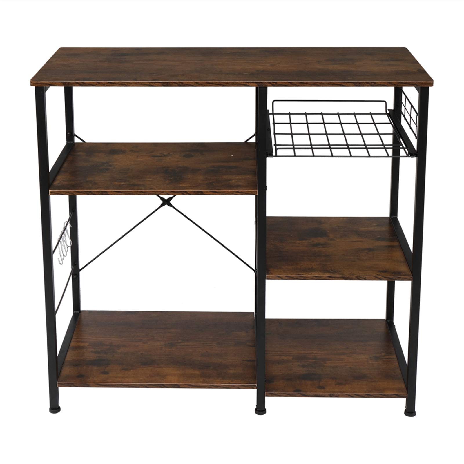 Kitchen Baker’s Rack,3-Tier Industrial Kitchen Baker's Rack Utility Microwave Oven Stand Storage Cart Workstation Shelf (Black)