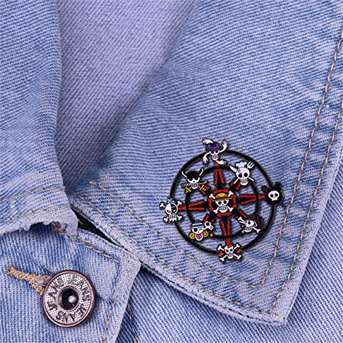 Anime Luffy Enamel Pins, Anime Cosplay Metal Brooch Badges Lapel Pins For Backpack Bag Clothes Gifts For Men Boys Fans (Pirate Flag) #TOP3