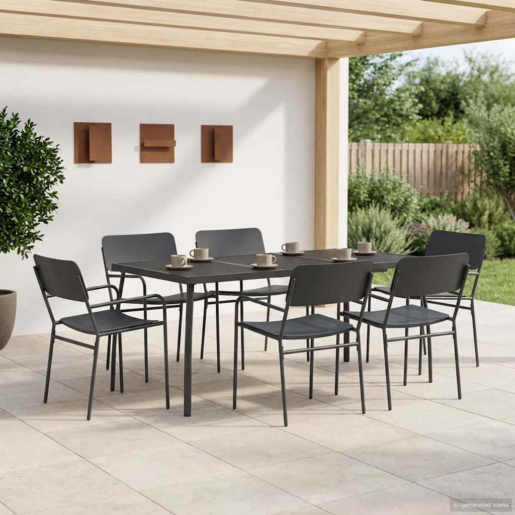 Genérico Conjunto de Comedor 7 uds. Antracita Acero,Mobiliario,Conjuntos de Muebles,165 x 80 x 72 cm-3422863