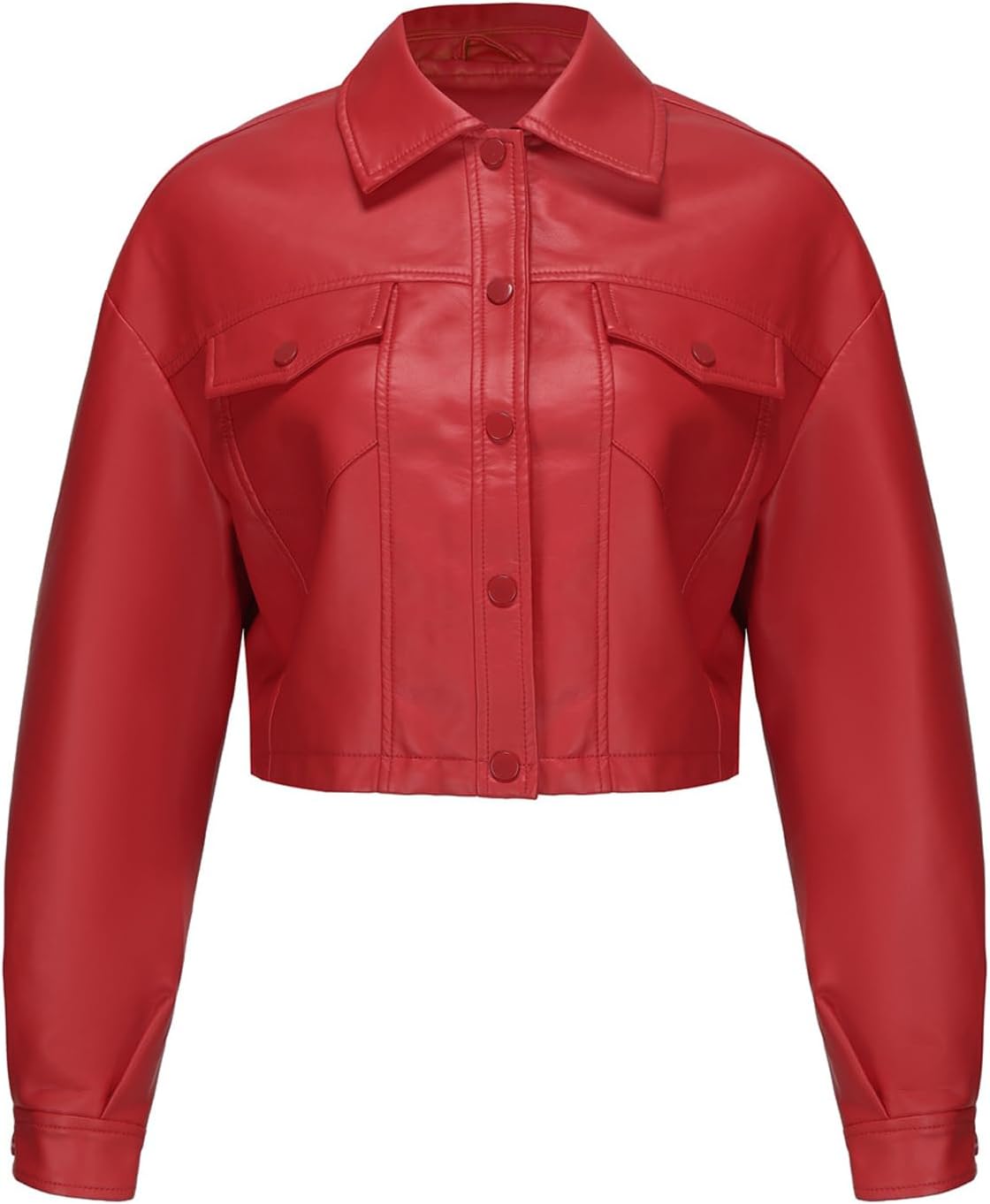 CHIGUO Women Faux Leather Cropped Jacket Trendy Moto Biker Short Jacket Fashion PU Coat Party Jacket - Image 6