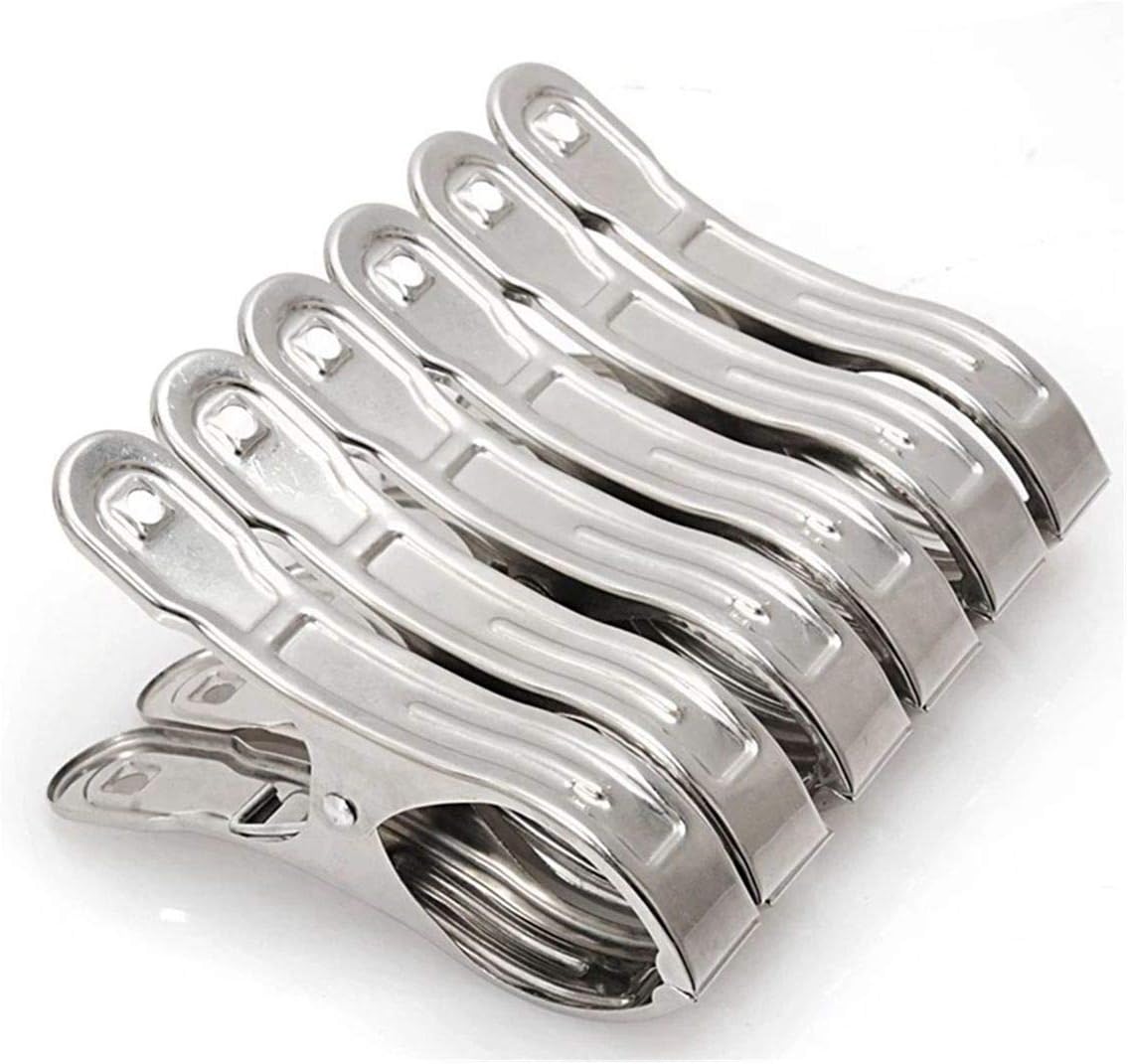 6PACK Large Windproof Clothes Hanging Peg Beach Towel Clips Stainless Steel Quilt Sheet Clip Durable Mega Stainless Peg Giant Metal Sheet Clips Against Rust Strong Clothespin for Heavy Clothing