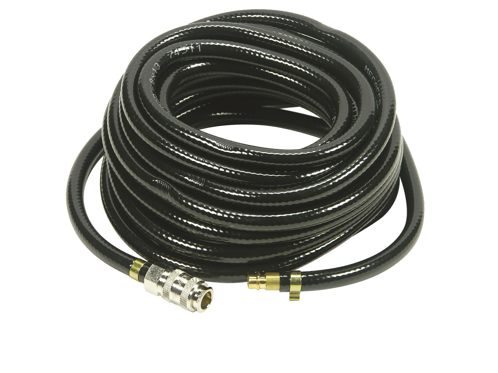 ABAC Tuyau pour air comprimé, matériau PVC, diam. est. 11 mm et diam. int. 6 mm. Épaisseur élevée, pression max 20 Bar. Avec raccords rapides universels aux extrémités. Longueur 10 mètres.