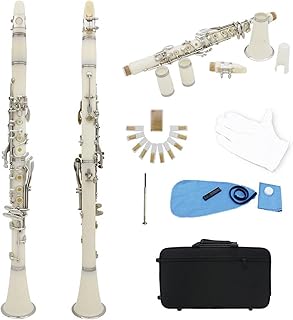 Bb Clarinet 17 Keys With Case Professional Clarinet Set For Beginners Clarinet for Beginner (Color : White)