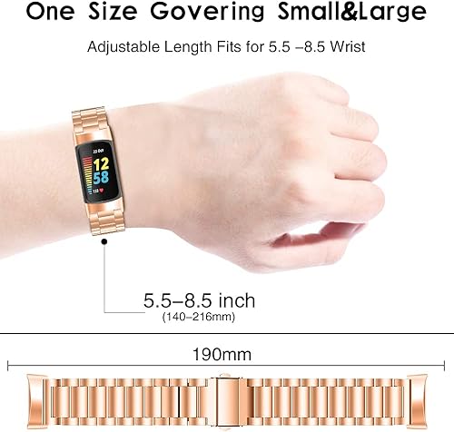 Miniatura 4 de Hopply Compatible con Fitbit Charge 5 bandas para mujeres y hombres, correa de repuesto de metal de acero inoxidable para Charge 5 Fitness & Health