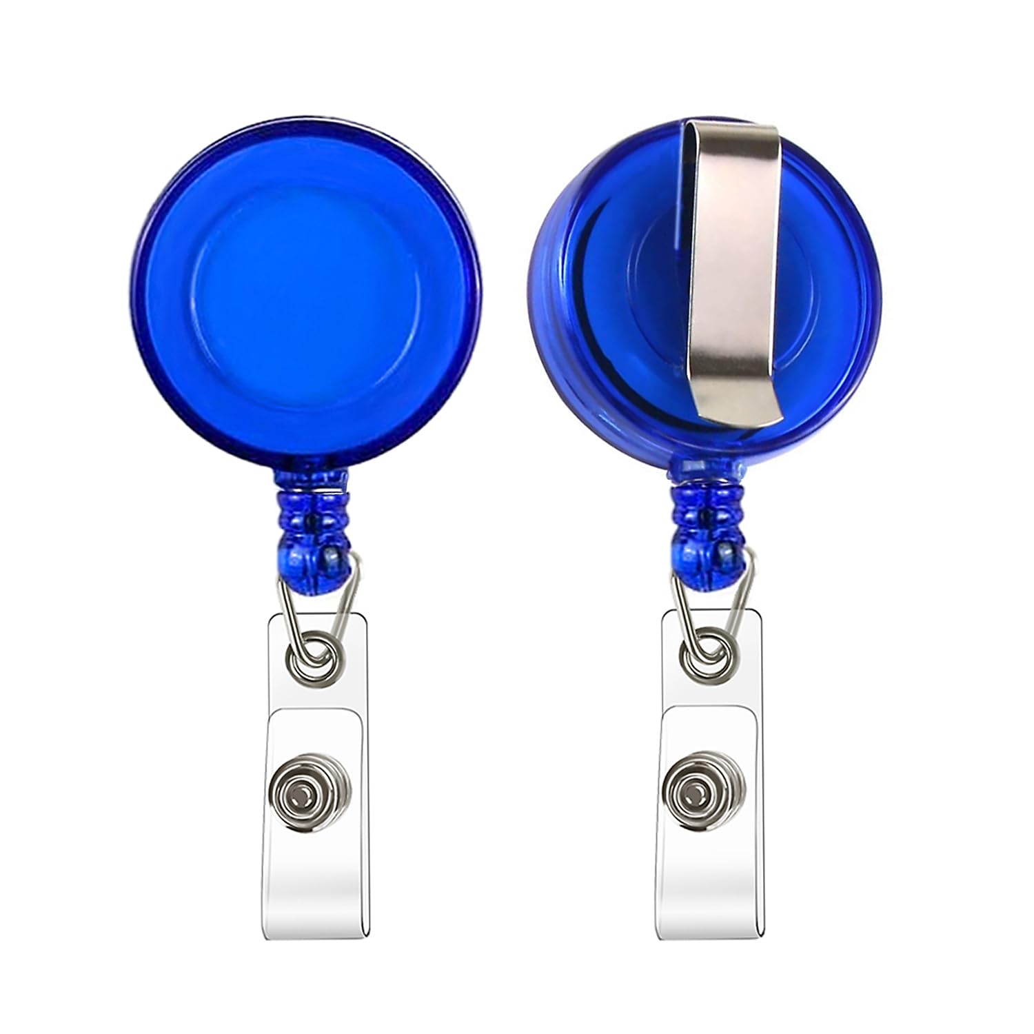 JANYUN 50 Pcs Retractable Badge Reels Clip Holders with Hanging ID Name Card Key Chain for Office Worker Nurse (Blue)