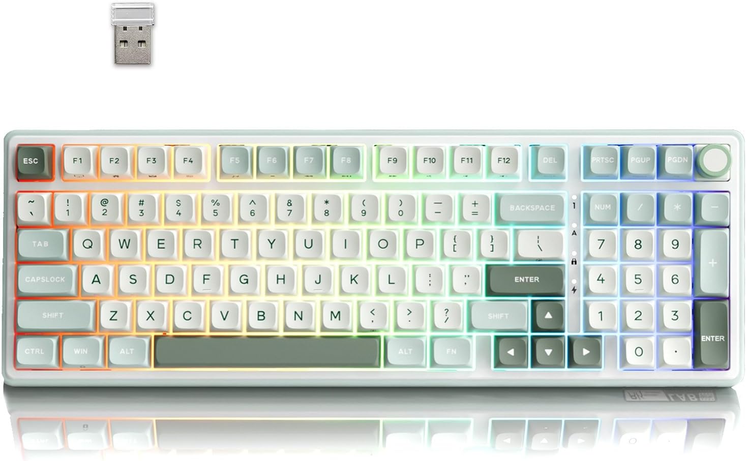 Rk Royal Kludge R98 Pro Wireless Mechanical Keyboard, Creamy Bluetooth/2.4GHz/Wired RGB Gaming Keyboard with Number Pad and Knob, MDA Profile PBT Keycaps, Gasket Hot Swappable Tactile Switch, Cyan