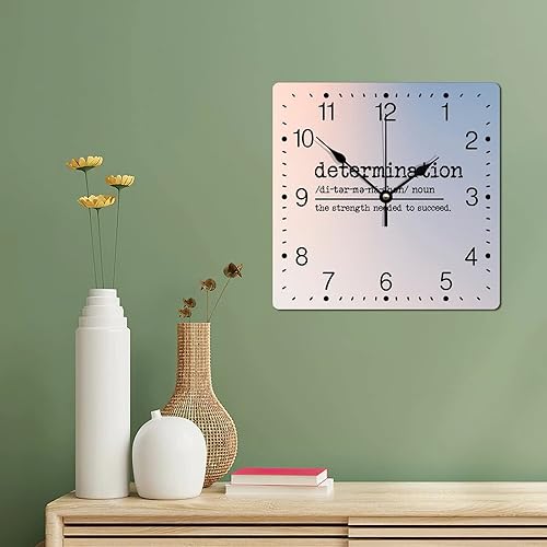 Miniatura 225 de Reloj de pared cuadrado de PVC con definición de contador, refranes motivacionales, reloj de pared grande, descripción de la palabra, 12 pulgadas
