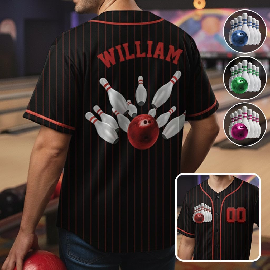 I'd Rather Be Bowling - Personalized Bowling Baseball Jersey, Personalized Bowling Jersey, Bowling Shirts for Team, Bowling Shirt Unisex for Men Women, Woman & Toddler Bowling Bowler Jersey Shirt