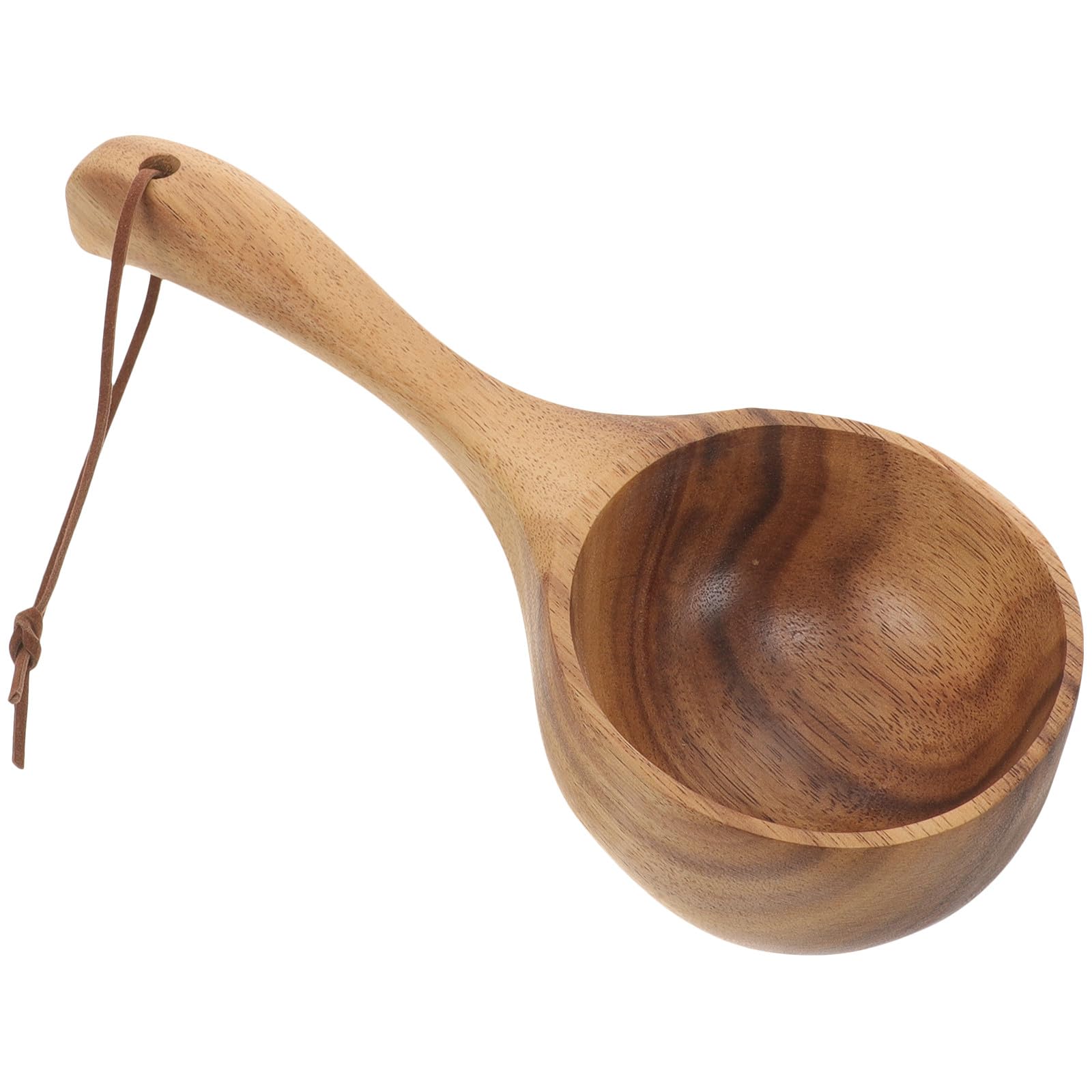 Cucharón de Agua para Baño de Madera Marrón Diseño Ergonómico y Práctico, Accesorio Adecuado para Sauna y Riego en Jardín