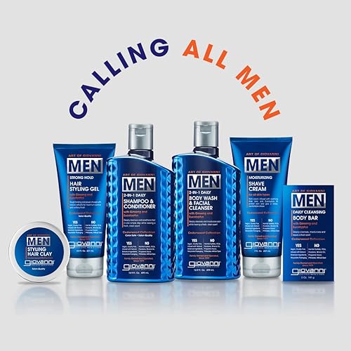 Miniatura 4 de Giovanni Gel de peinado para hombre, 6.8 onzas, con ginseng y eucalipto, corta el cabello, define el estilo y controla el encrespamiento,