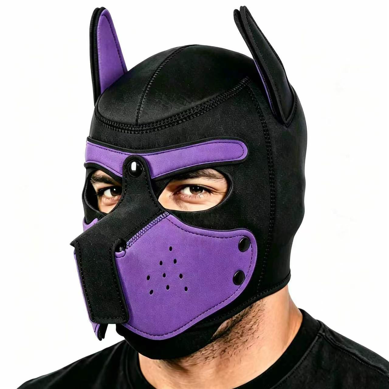 Pup Hood, Pup Play Hood, Removable Dog Full Face Pup Hood (Purple) — image 1