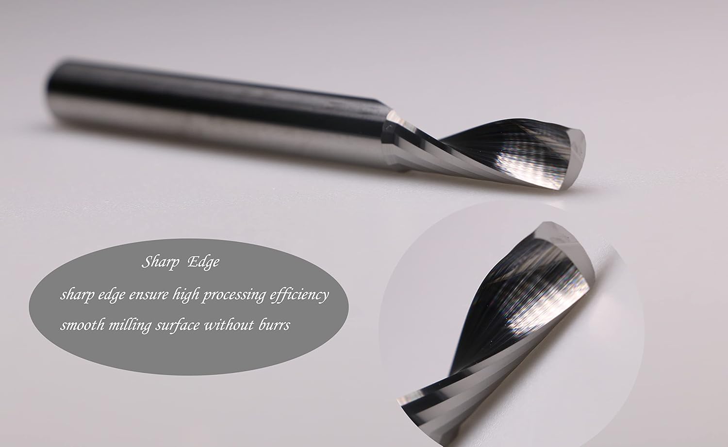 BRO212 Solid Carbide O Single Flute Plastic Cutting Spiral Bit End Mill CNC Router Bit milling Cutter with 1/4 Inch Shank, 1/4" CD x 3/4" CL x 1/4" SD x 2-1/2" OL