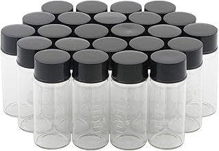 Kesell 50pcs Clear Glass Vials with Black Screw Caps, 10ml Empty Vials Bottles for Cosmetic Medicine Reagent Chemical Laboratory