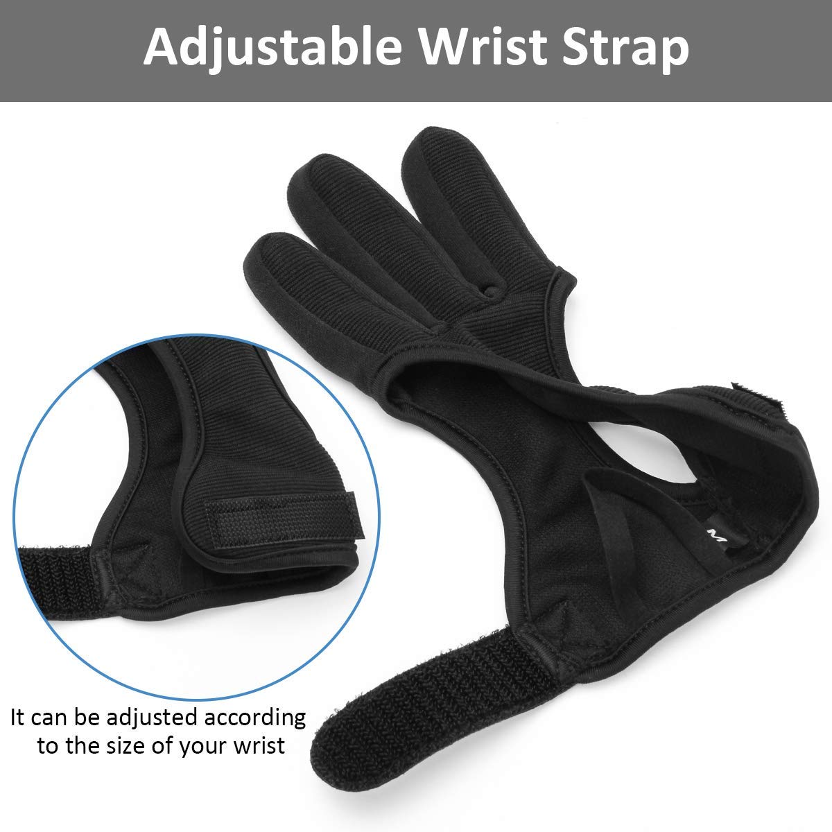 RedOak Unisex Traditional Archery 3 Finger Protection Gloves Tab - Black - M 3