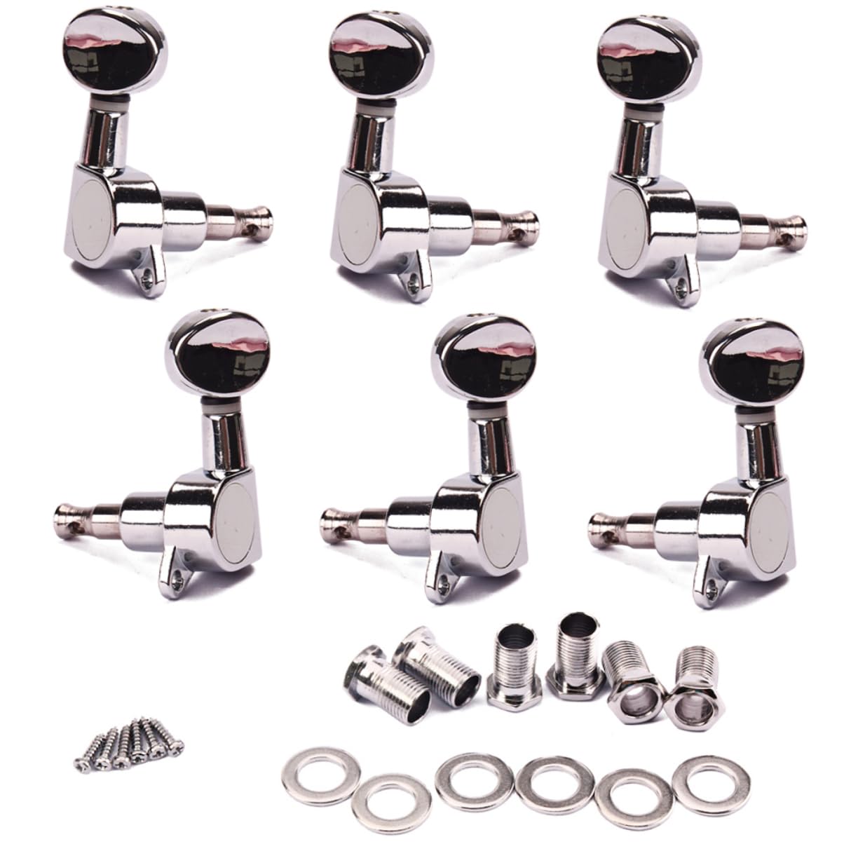 FUNOMOCYA 6-pack Tuners for Electric Acoustic Guitars Chrome Finish Tuning Pegs Guitar String Tuner Clip
