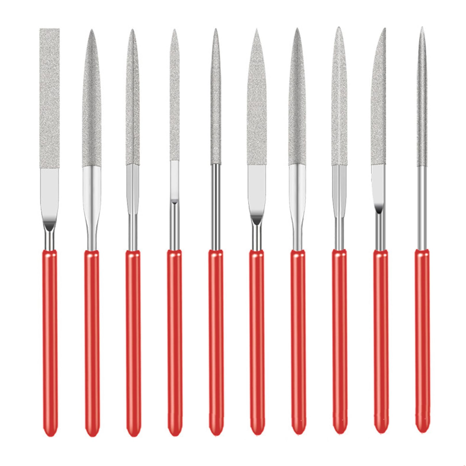 10 Pcs Diamond Needle File Set,Mini Modelling Diamond Files,Mini Needle Jewelry File Set,Diamond Precision Needle File Metal Set,Mini Diamond Needle File Set for Jewelers Wood Carving Craft(2 x 100mm)