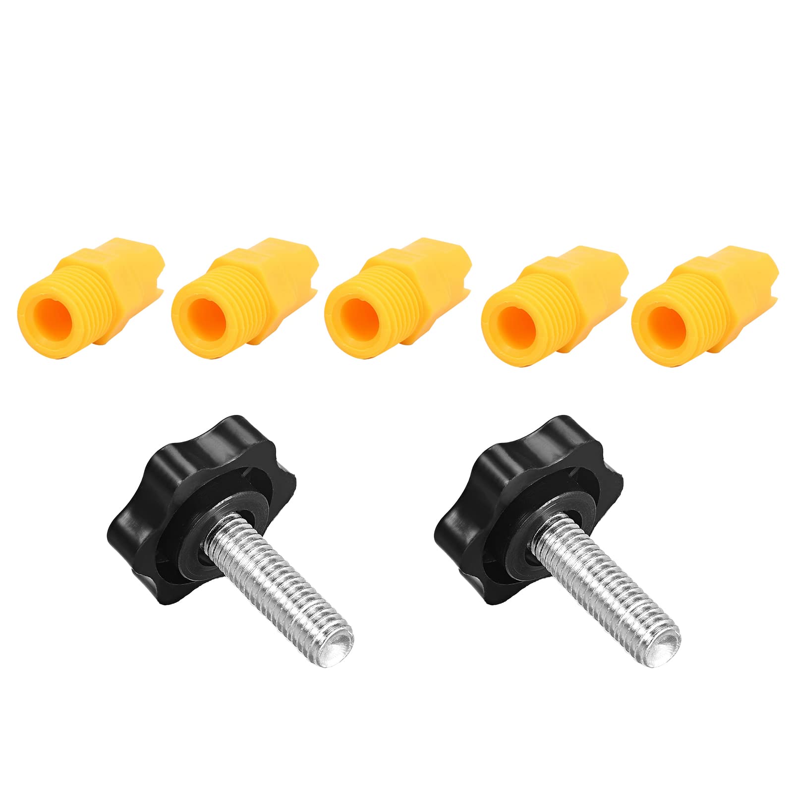 uxcell 1/4PT Male Thread Flat Fan Spray Tip Yellow 5pcs and M10 x 35mm Clamping Screw Knob 2pcs
