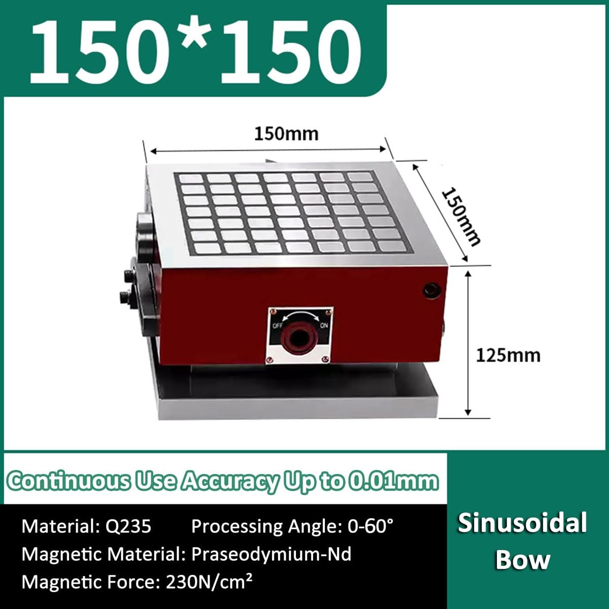 Stały uchwyt magnetyczny do szlifowania CNC, nachylona konstrukcja 0-60° do precyzyjnego frezowania pozycjonowania przedmiotu obrabianego