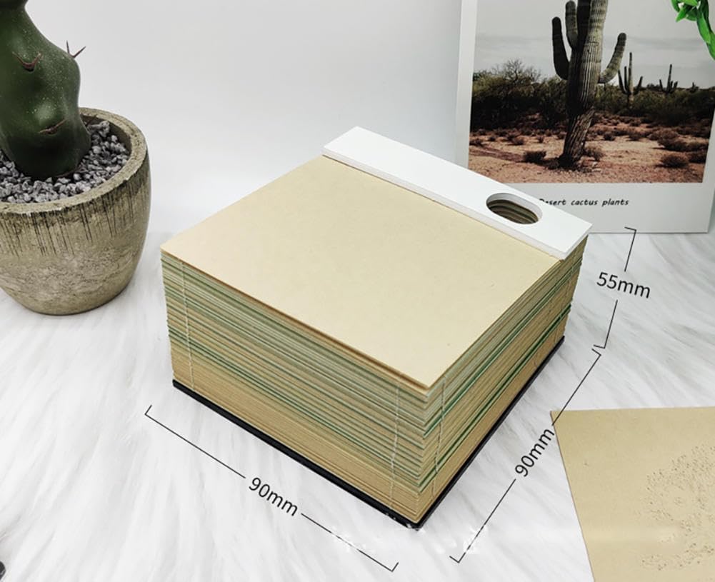 3D Memo Pad Boomhut Driedimensionale Kunst Carving Sticky Notes Notitieblok Tear-Away Post Notes 200 Vellen DIY Papier Carving Art Craft met penhouder, 2 stuks