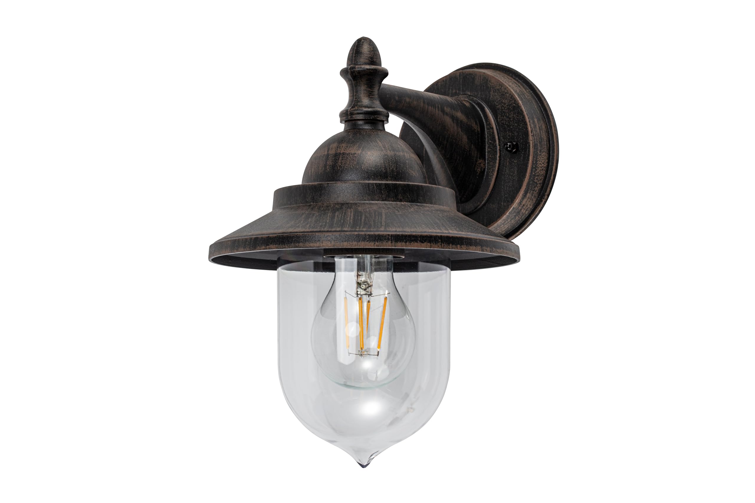 CGC Lighting applique da esterno Lanterna decorativa da giardino con vite standard E27, per portico (Bronzo antico)