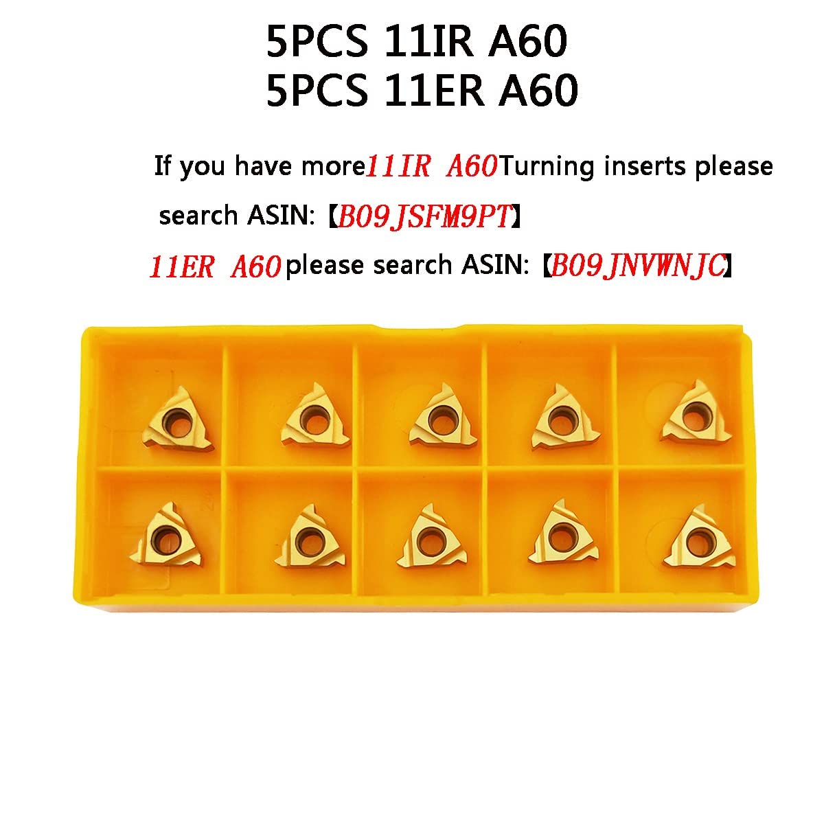 SNR0012M11 + SNL0012M11 Barre d'alésage de filetage intérieur/extérieur avec 5 inserts de tournage en carbure 11IR A60 + 5 inserts de filetage 11ER A60 en carbure.