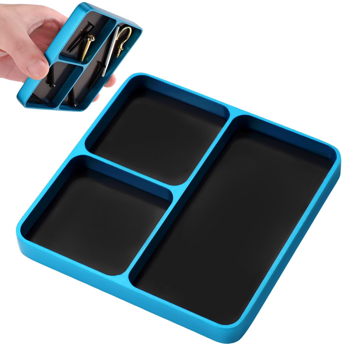 Magnetic Parts Tray, Magnetic Electronic Repair Screws and Parts Organizer Magnet Tool Tray Holder Ideal Screws Sockets Bolts Pins Small Parts Organization Supply(Sky Blue)