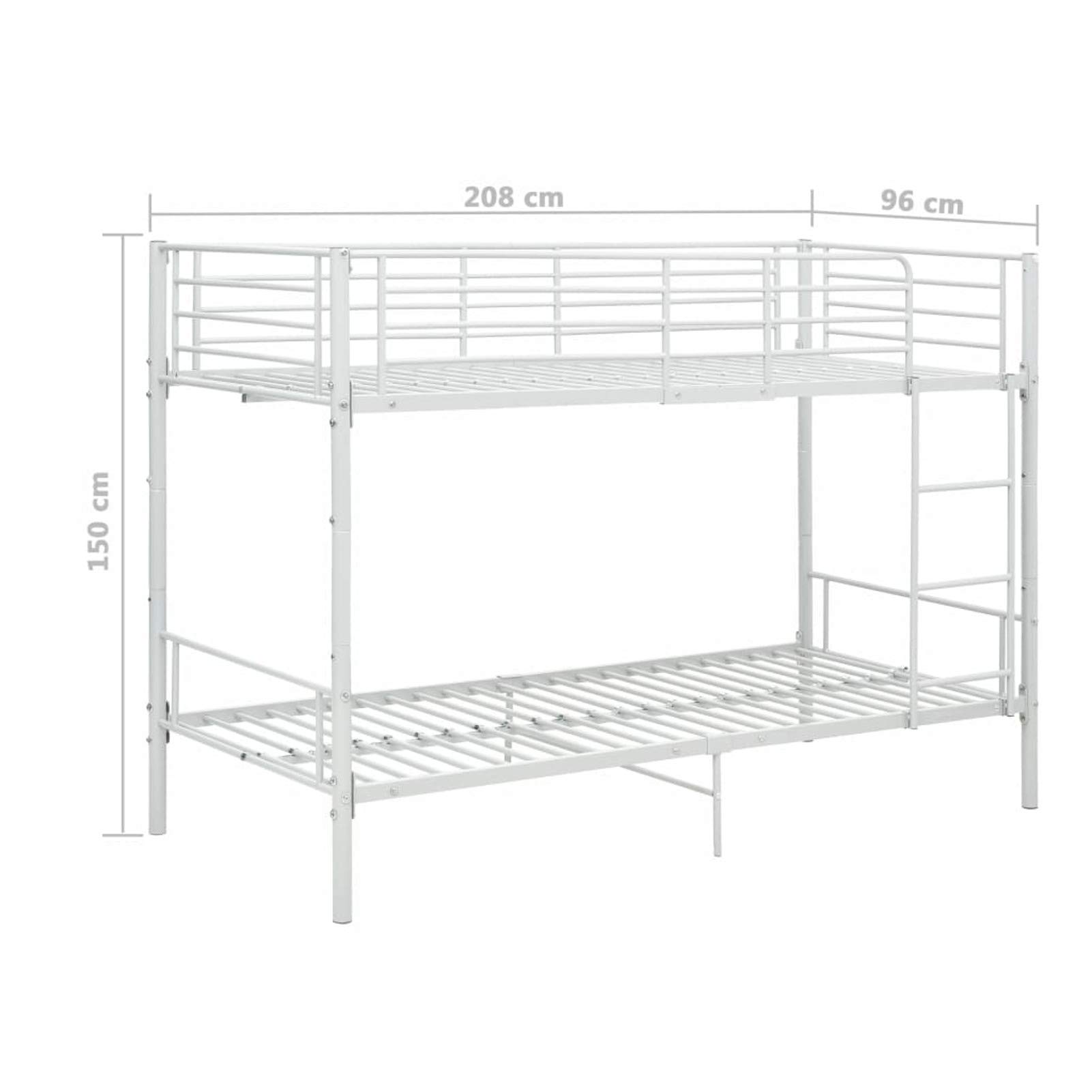 IKAYAA Letto a Castello per Adulti Letto a Castello in Metallo con Rete a doghe Letto Singolo 90x200 Inclus Scomponibile in 2 Letti Singoli-Bianco-