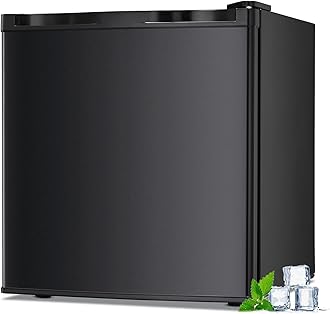 1.1 Cu.ft Small Upright Freezer, Compact Mini Freezer with Removable Shelves, Adjustable Thermostat, Reversible Door Hinge, Quiet for Home/Dorm/Office/Kitchen, Black