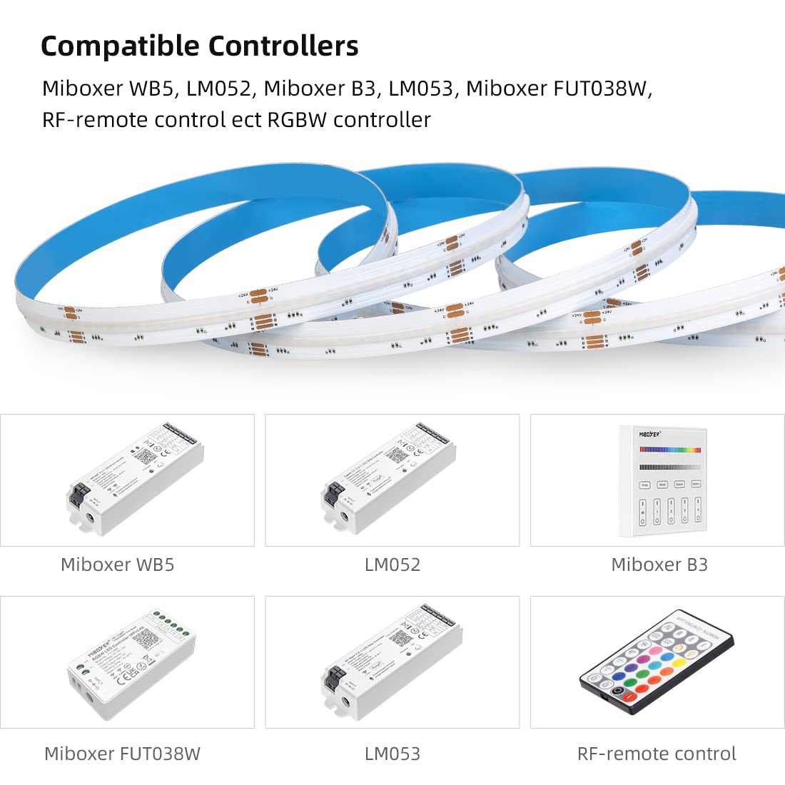 BTF-LIGHTING FCOB COB RGBWW(2700K) Hohe Dichte Flexibel LED Streifen 5M 896LED/M 4480LEDs DC24V IP30 Nicht Wasserdicht Mehrfarbig für DIY Heimdekoration(Nicht inhalt Netzteil＆Controller)