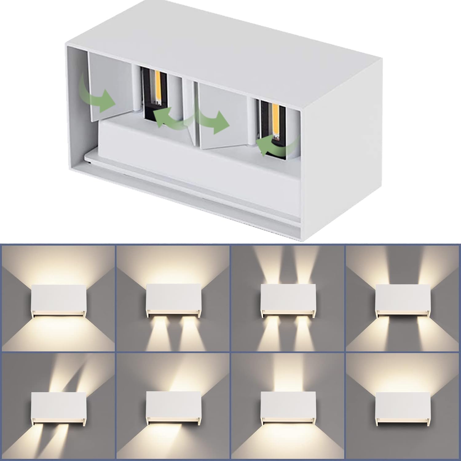 25W Applique da Parete Interno/Esterno 4000K Bianco Naturale Applique Esterno Angolo del Fascio Regolabile Moderno Lampade da Parete IP65 Impermeabile Bianco
