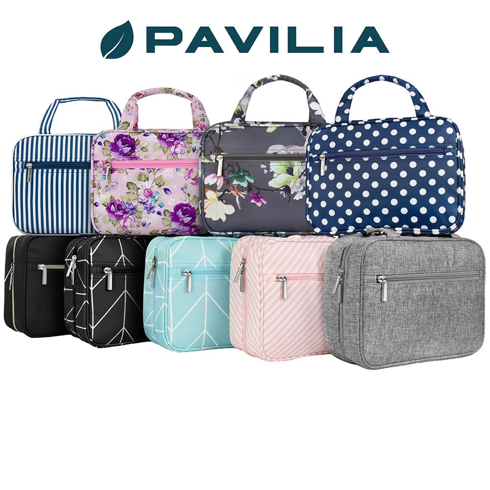 PAVILIA Borsa da toilette da appendere borsa da viaggio donna e uomo, organizer pieghevole per cosmetici, borsa per il trucco resistente all'acqua, accessori da toeletta, grande kit essenziale da