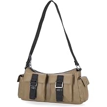 Women&rsquo;s Nylon Shoulder Bag Purse &ndash; Zipper Closure with Multi Pocket Handbag - Olive (Hobo)