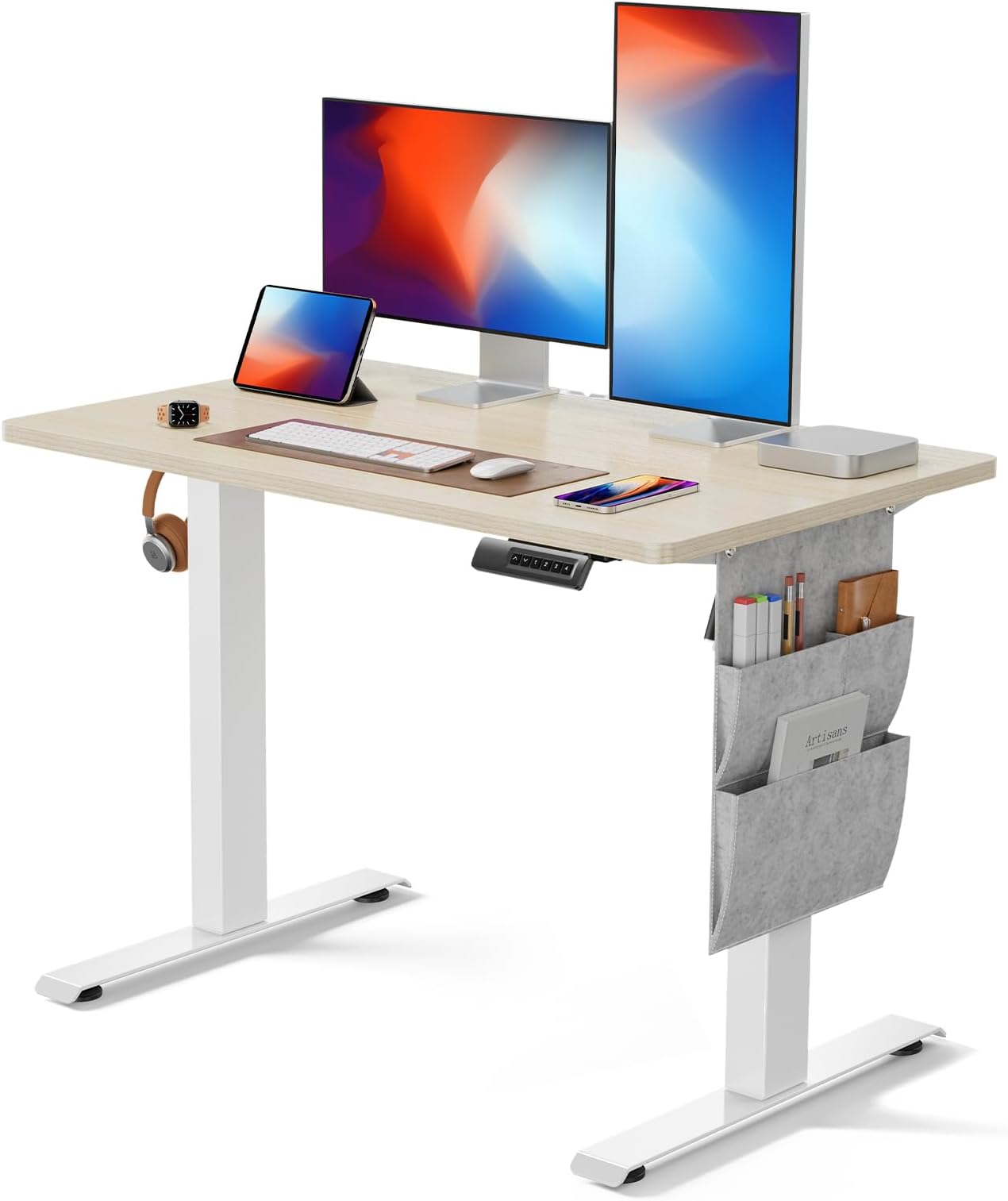 Marsail40 * 24" Electric Adjustable Height Standing Desk with Storage Bag, 4 Memory Height Settings,Sit Stand Up Desk for Home Office,Computer Gaming Workstation, Cable Manager, and Headphone HookThe Forest Stewardship Council